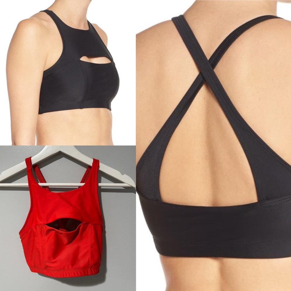 Onzie Open Heart Bra Red Coral Large